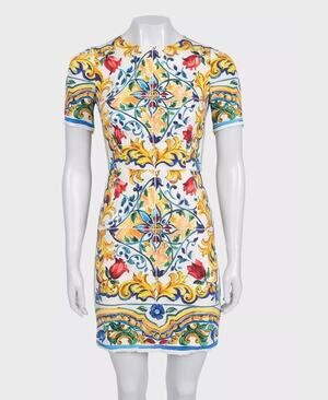 Dolce & Gabbana White Silk Floral Dress IT40/S